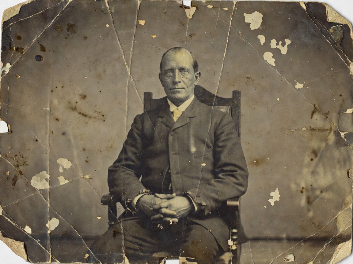 Damaged and faded antique photograph