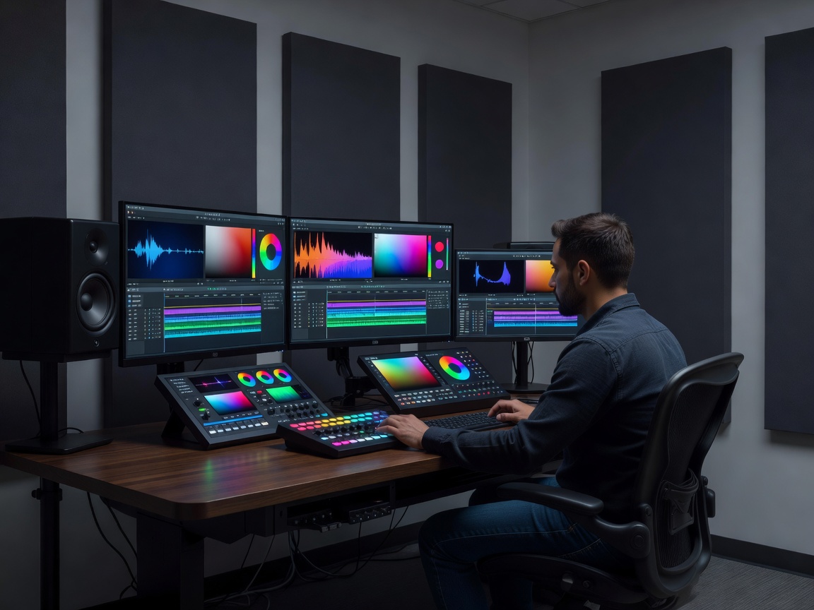 Professional colour grading workspace