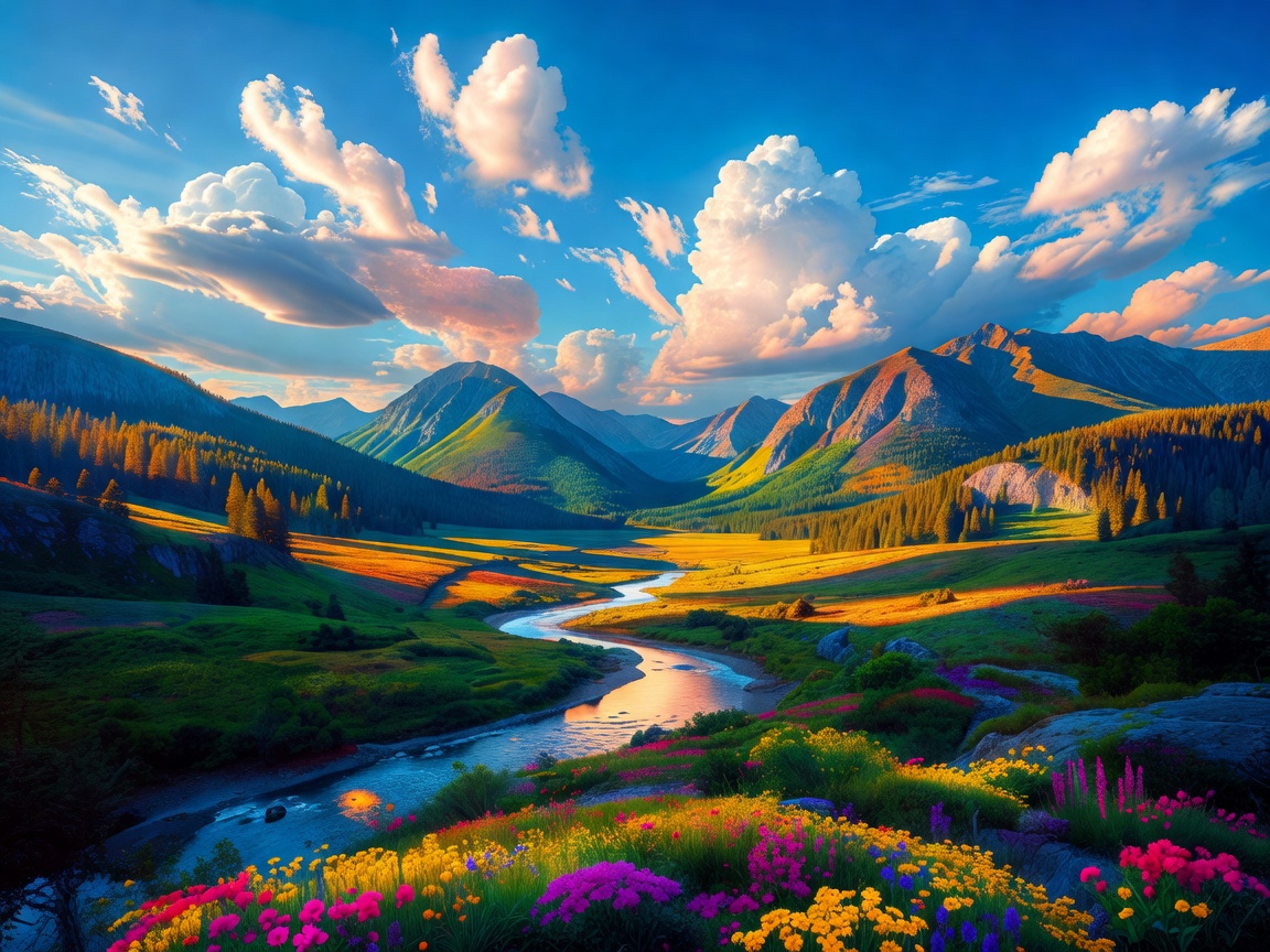 Vibrant enhanced landscape photograph